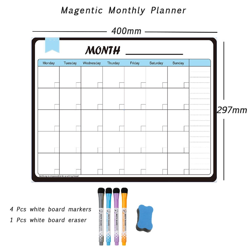 Magnetic Whiteboard Weekly Monthly Planner Calendar Sadhu Board for Note  Fridge Stickers Erasable Dry Erase Blackboard for Wall